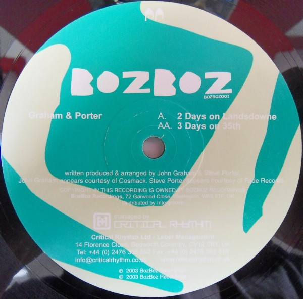 John Graham & Steve Porter - 2 Days On Landsdowne / 3 Days On 35th | BozBoz (BOZ003) - 3 John Graham & Steve Porter - 2 Days On Landsdowne / 3 Days On 35th | BozBoz (BOZ003) - 3