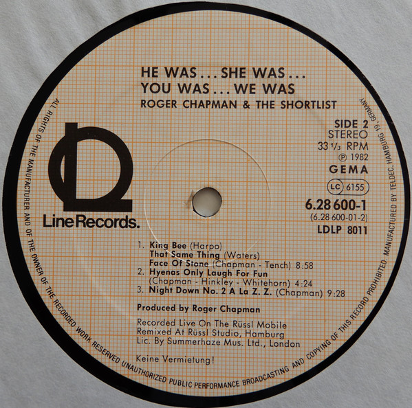 Roger Chapman And The Shortlist - He Was… She Was… You Was… We Was… | Line Records (6.28600 DT) - 4 Roger Chapman And The Shortlist - He Was… She Was… You Was… We Was… | Line Records (6.28600 DT) - 4