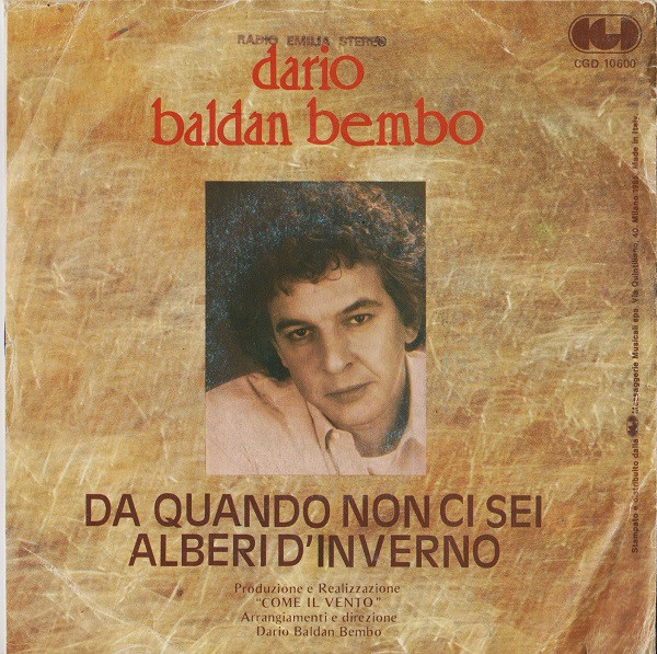 Dario Baldan Bembo - Da Quando Non Ci Sei (Una Volta Ancora) | CGD (CGD 10600) - 2