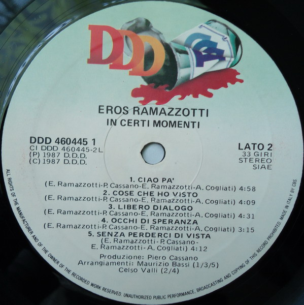 Eros Ramazzotti - In Certi Momenti | DDD (DDD 460445-1) - 3