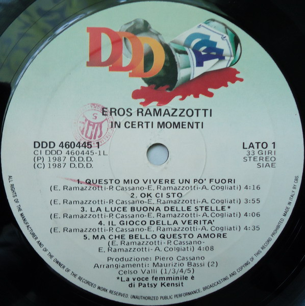 Eros Ramazzotti - In Certi Momenti | DDD (DDD 460445-1) - 2