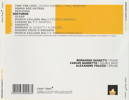 Bernardo Sassetti - Nocturno | Clean Feed (CF008CD) - 2