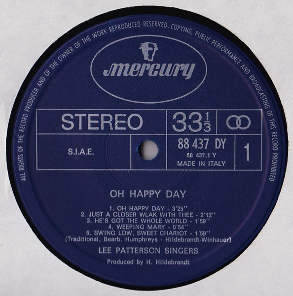 Lee Patterson Singers - Oh Happy Day | Mercury (88 437 DY) - 3 Lee Patterson Singers - Oh Happy Day | Mercury (88 437 DY) - 3