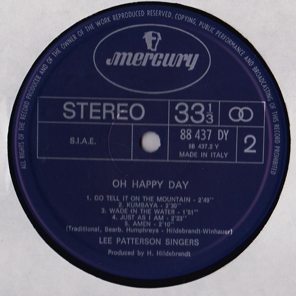 Lee Patterson Singers - Oh Happy Day | Mercury (88 437 DY) - 4 Lee Patterson Singers - Oh Happy Day | Mercury (88 437 DY) - 4