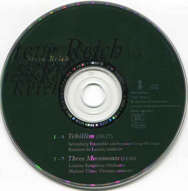 Steve Reich - Tehillim / Three Movements | Elektra Nonesuch (7559-79295-2) - 2