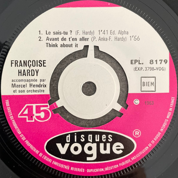 Françoise Hardy - Le Sais-tu? | Disques Vogue (EPL 8 179) - 3