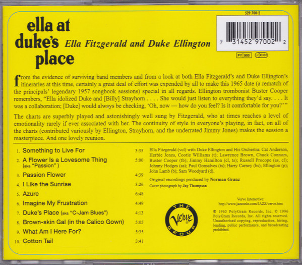 Ella Fitzgerald And Duke Ellington - Ella At Duke's Place | Verve Records (529 700-2) - 2
