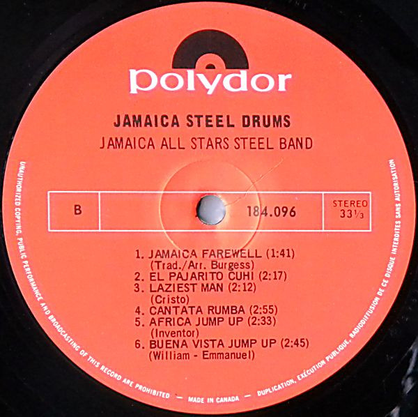 Jamaica All Stars Steel Band - Jamaica Steel Drums | Polydor (184 096) - 2