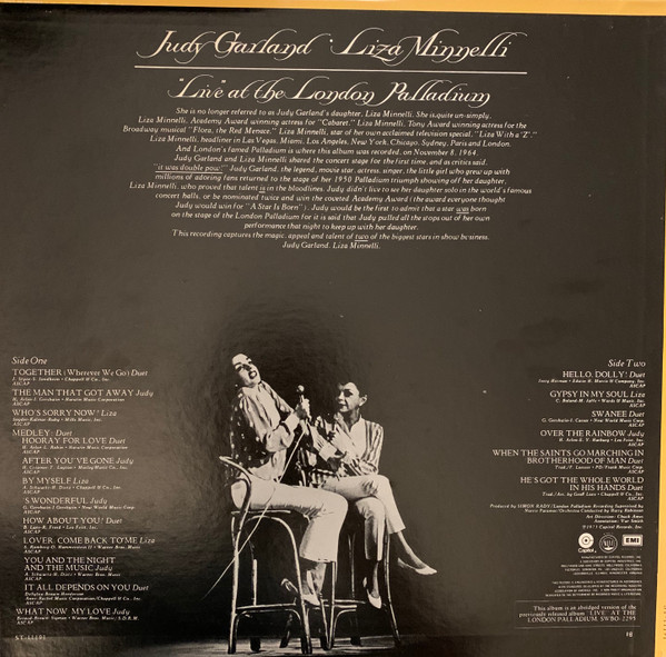 Judy Garland & Liza Minnelli - "Live" At The London Palladium | Capitol Records (ST-11191) - 2