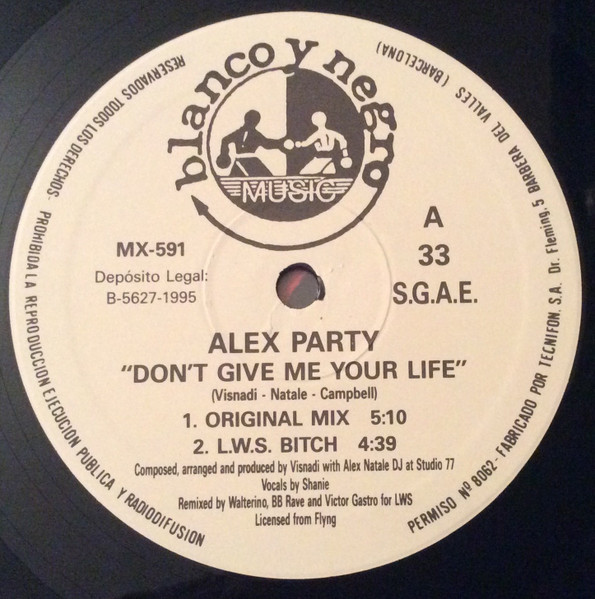 Alex Party - Don't Give Me Your Life (UK Remixes) | Blanco Y Negro (MX 591) - 3