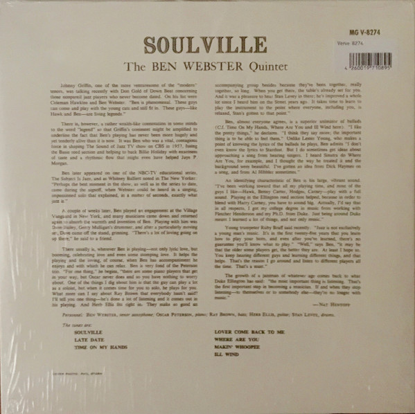 The Ben Webster Quintet - Soulville | Verve Records (MG V-8274) - 2