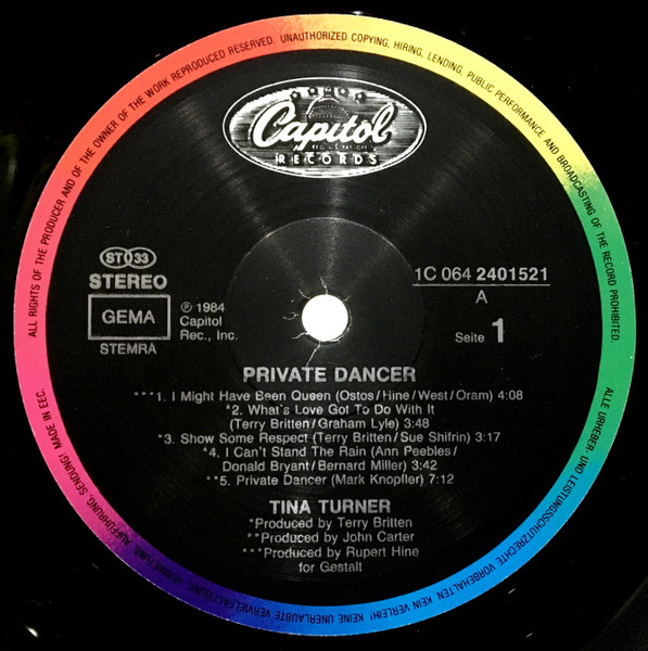 Tina Turner - Private Dancer | Capitol Records (1C 064 2401521) - 3 Tina Turner - Private Dancer | Capitol Records (1C 064 2401521) - 3