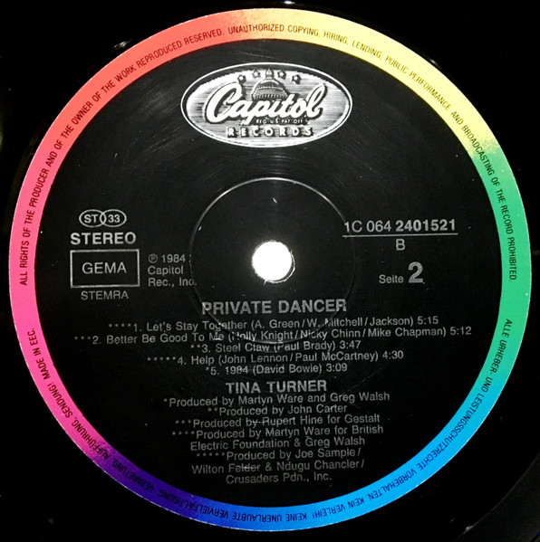Tina Turner - Private Dancer | Capitol Records (1C 064 2401521) - 4 Tina Turner - Private Dancer | Capitol Records (1C 064 2401521) - 4
