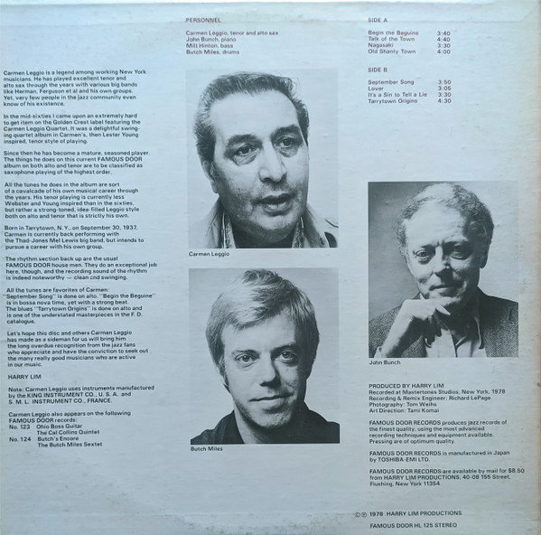Carmen Leggio Quartet - Tarrytown Tenor | Famous Door (HL 125) - 2 Carmen Leggio Quartet - Tarrytown Tenor | Famous Door (HL 125) - 2