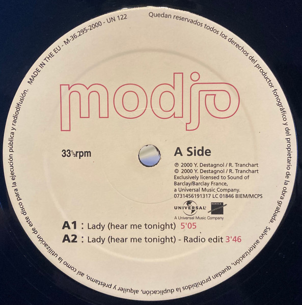 Modjo - Lady (Hear Me Tonight) | Universal (0731456191317) - 2
