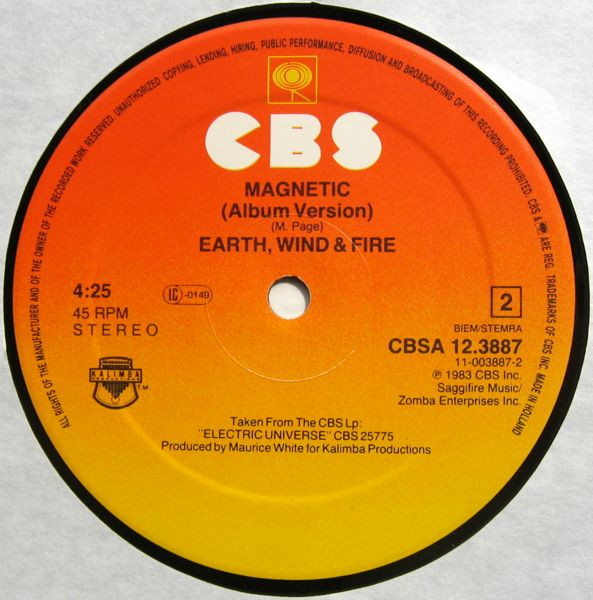 Earth, Wind & Fire - Magnetic (Extended Dance Remix) | CBS (CBSA 12.3887) - 4