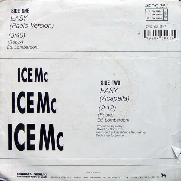 ICE MC - Easy | ZYX Records (ZYX 6215-7)