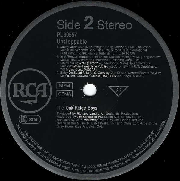 The Oak Ridge Boys - Unstoppable | RCA (PL90557) - 4