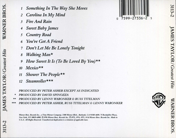 James Taylor - Greatest Hits | Warner Bros. Records (3113-2) - 3 James Taylor - Greatest Hits | Warner Bros. Records (3113-2) - 3