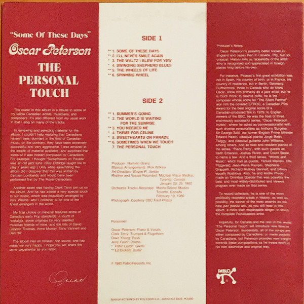 Oscar Peterson - The Personal Touch | Pablo Today (28MJ 3174) - 2