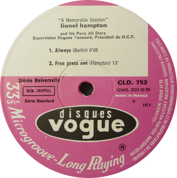 Lionel Hampton - A Memorable Session | Disques Vogue (CLD 752) - 4 Lionel Hampton - A Memorable Session | Disques Vogue (CLD 752) - 4