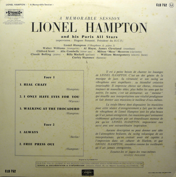 Lionel Hampton - A Memorable Session | Disques Vogue (CLD 752) - 2 Lionel Hampton - A Memorable Session | Disques Vogue (CLD 752) - 2