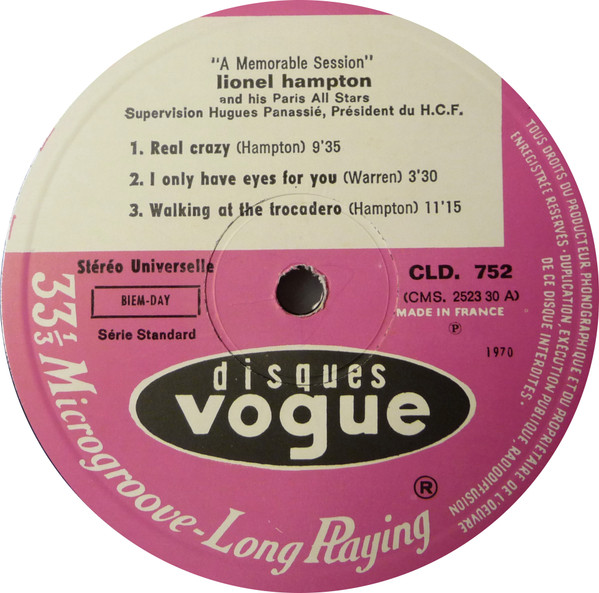 Lionel Hampton - A Memorable Session | Disques Vogue (CLD 752) - 3 Lionel Hampton - A Memorable Session | Disques Vogue (CLD 752) - 3