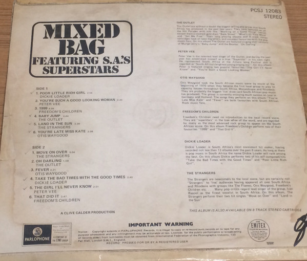 Various - Mixed Bag Featuring S.A.'s Superstars | Parlophone (PCSJ 12083) - 2 Various - Mixed Bag Featuring S.A.'s Superstars | Parlophone (PCSJ 12083) - 2