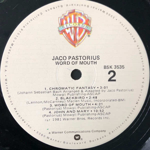 Jaco Pastorius - Word Of Mouth | Warner Bros. Records (BSK 3535) - 4 Jaco Pastorius - Word Of Mouth | Warner Bros. Records (BSK 3535) - 4
