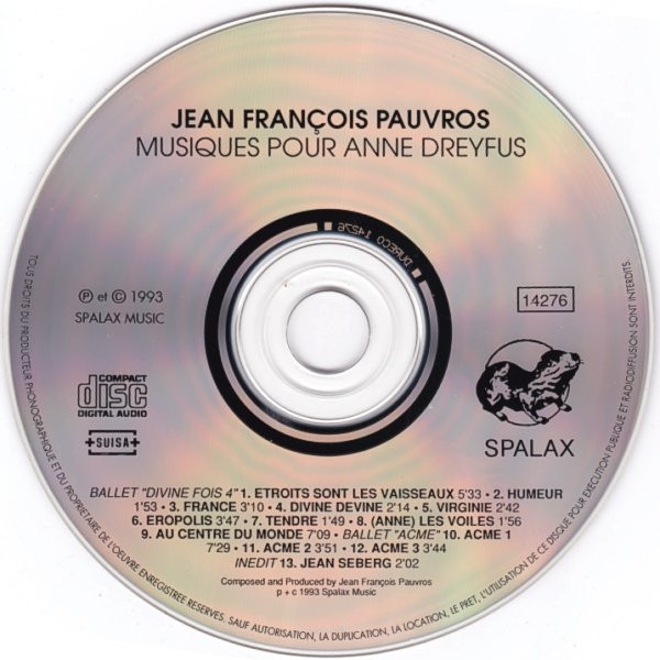 Jean-François Pauvros - Musiques Pour Anne Dreyfus | Spalax (14276) - 3 Jean-François Pauvros - Musiques Pour Anne Dreyfus | Spalax (14276) - 3