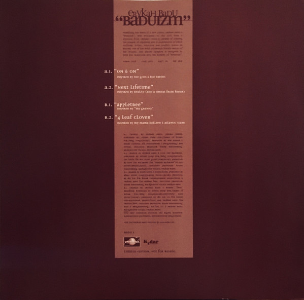 Erykah Badu - Baduizm | Universal Records (BADU 1) - 2