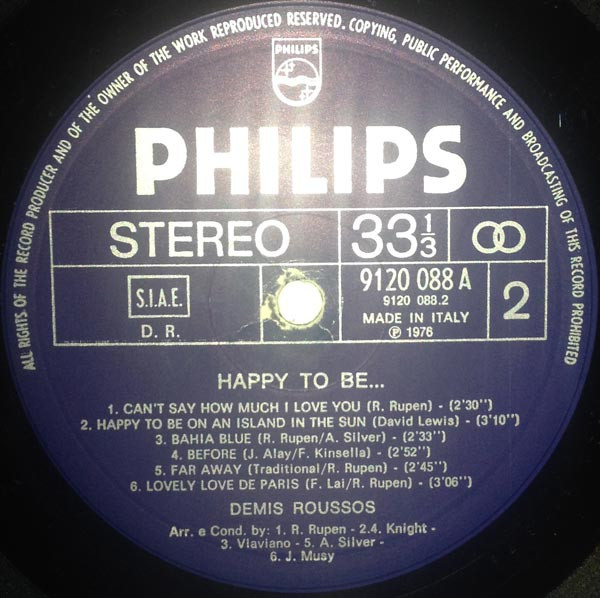 Demis Roussos - Happy To Be... | Philips (9120 088 A) - 4 Demis Roussos - Happy To Be... | Philips (9120 088 A) - 4