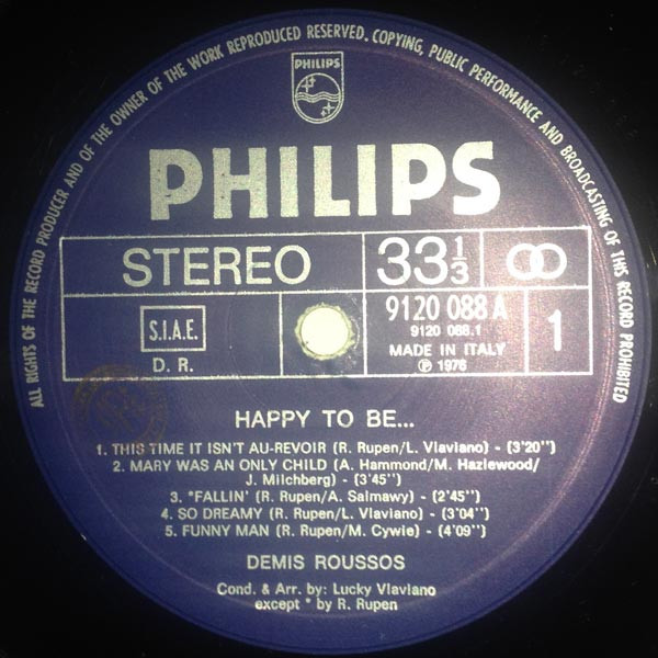 Demis Roussos - Happy To Be... | Philips (9120 088 A) - 3 Demis Roussos - Happy To Be... | Philips (9120 088 A) - 3