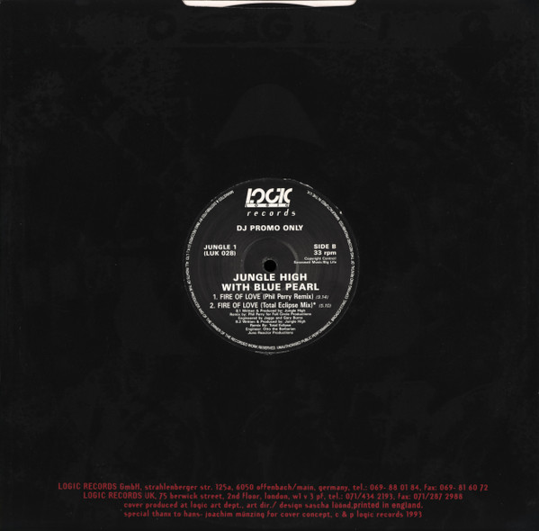Jungle High With Blue Pearl - Fire Of Love | Logic Records (JUNGLE 1) - 4