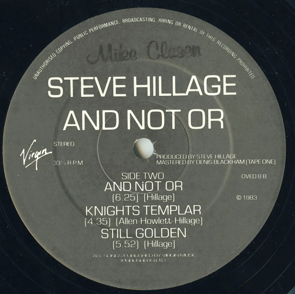 Steve Hillage - And Not Or | Virgin (OVED 8) - 4