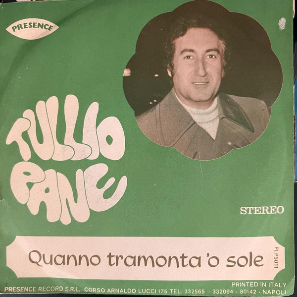 Tullio Pane - Santa Lucia Luntana / Quanno Tramonta 'o Sole | Presence Record (PLP5011) - 2