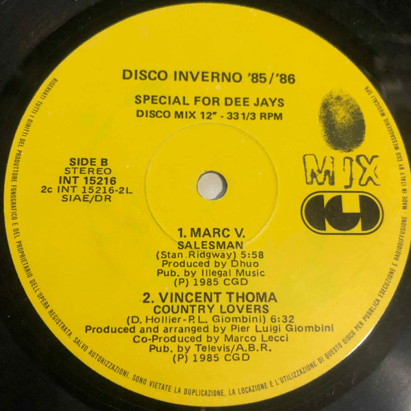 Various - Disco Inverno '85/'86 | CGD (INT 15216) - 2