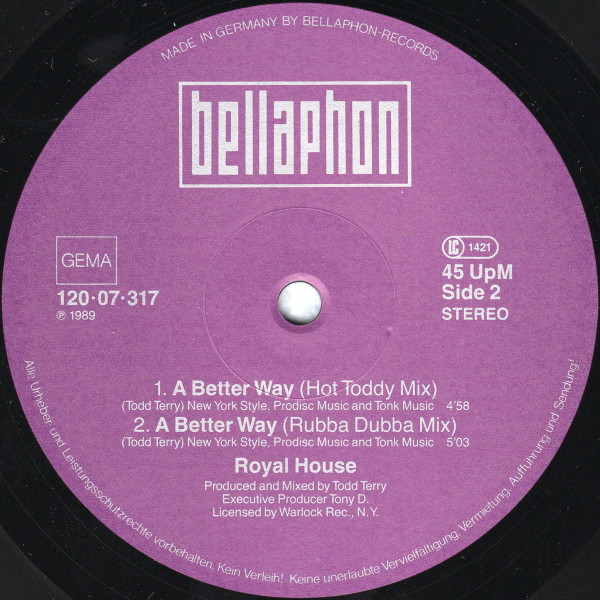 Royal House - A Better Way (Todd Terry 's Way Out Mix) | Bellaphon (120·07·317) - 4