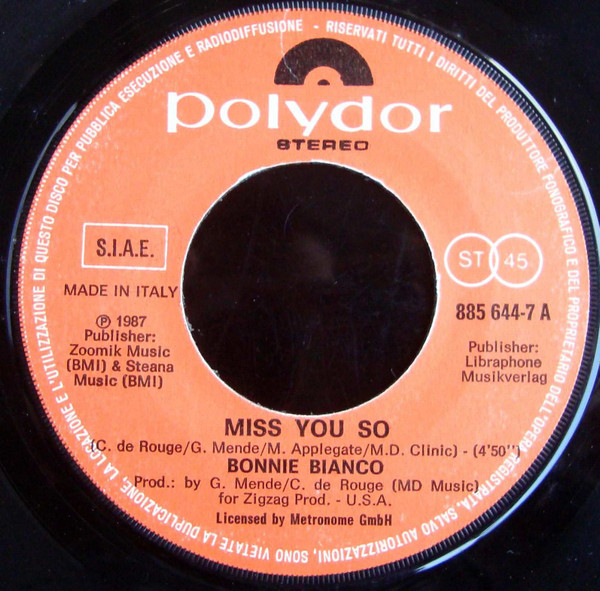 Bonnie Bianco - Miss You So | Polydor (885 644-7) - 3 Bonnie Bianco - Miss You So | Polydor (885 644-7) - 3