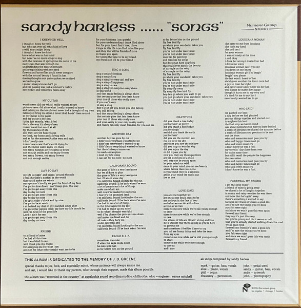 Sandy Harless - Songs | Numero Group (NUM1280) - 2 Sandy Harless - Songs | Numero Group (NUM1280) - 2