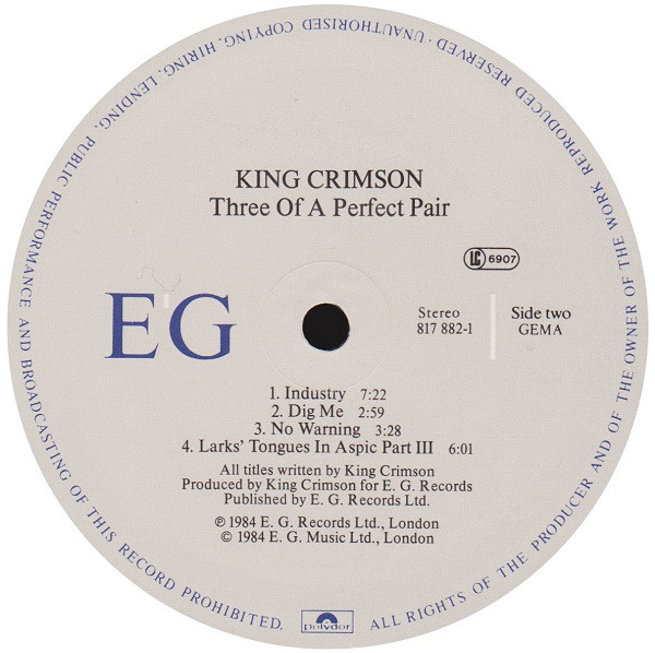 King Crimson - Three Of A Perfect Pair | EG (817 882-1) - 4