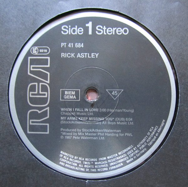 Rick Astley - When I Fall In Love / My Arms Keep Missing You | RCA (PT 41 684) - 3 Rick Astley - When I Fall In Love / My Arms Keep Missing You | RCA (PT 41 684) - 3