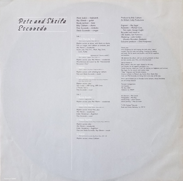 Pete & Sheila Escovedo - Happy Together | Fantasy (F-9545) - 3 Pete & Sheila Escovedo - Happy Together | Fantasy (F-9545) - 3