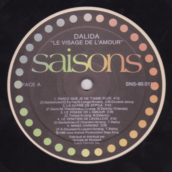 Dalida - Le Visage De L'Amour | Saisons (SNS-90.011) - 3 Dalida - Le Visage De L'Amour | Saisons (SNS-90.011) - 3