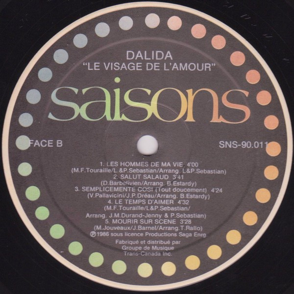 Dalida - Le Visage De L'Amour | Saisons (SNS-90.011) - 4 Dalida - Le Visage De L'Amour | Saisons (SNS-90.011) - 4
