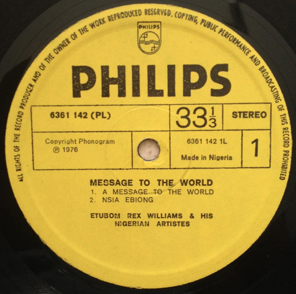 Etubom Rex Williams & His Nigerian Artistes - Message To The World | Philips (6361 142 (PL)) - 3