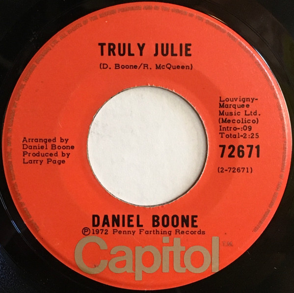 Daniel Boone - Beautiful Sunday / Truly Julie (7") [Vinyl] | Capitol Records (72671) - 2