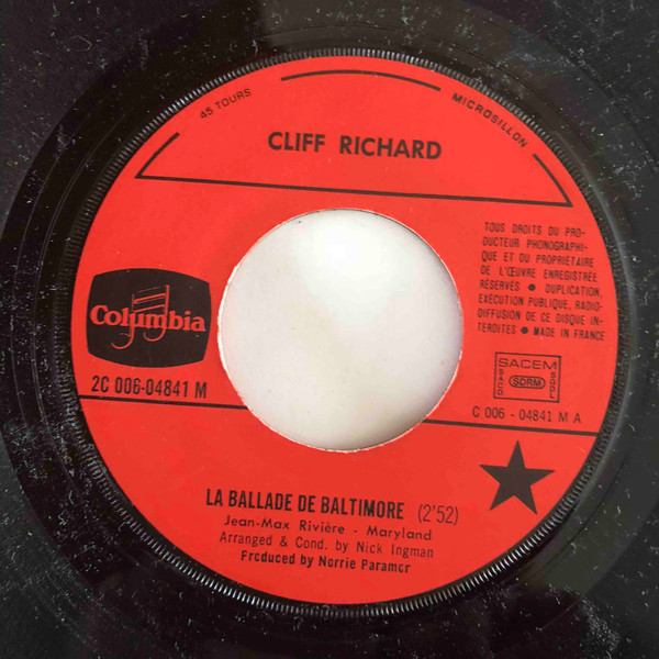 Cliff Richard - La Ballade De Baltimore / L'amandier Sauvage | Columbia (C 006-04841 M) - 3 Cliff Richard - La Ballade De Baltimore / L'amandier Sauvage | Columbia (C 006-04841 M) - 3