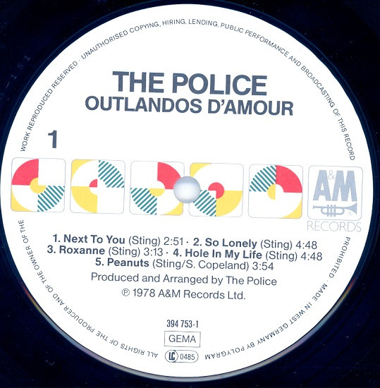 The Police - Outlandos D'Amour | A&M Records (394 753-1) - main
