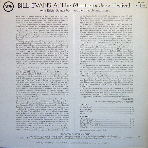 Bill Evans - At The Montreux Jazz Festival | Verve Records (2304 152) - 3